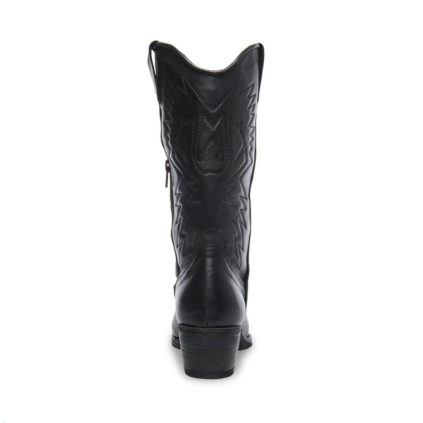 Black Steve Madden Hayward Leather Women's High Boots | PH 1320JQS